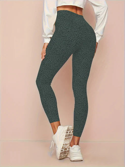 Leggings a vita alta da donna con stampa leopardo