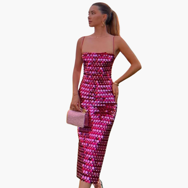 Luminara - Abito Donna con Paillettes Adesivo e Altezza Ginocchio