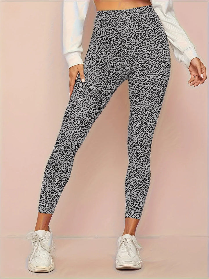 Leggings a vita alta da donna con stampa leopardo