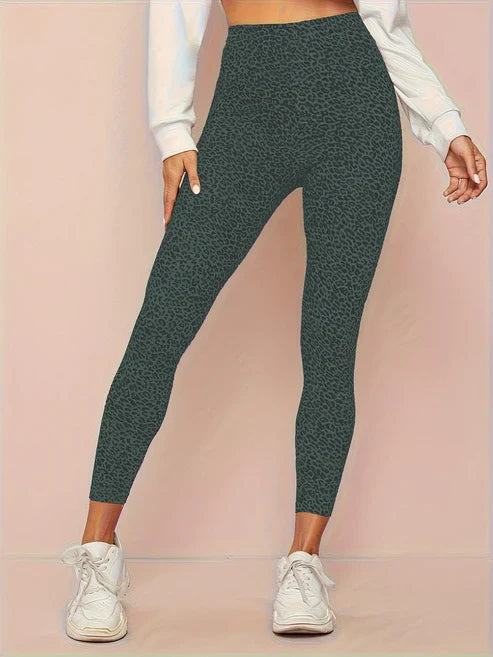 Leggings a vita alta da donna con stampa leopardo