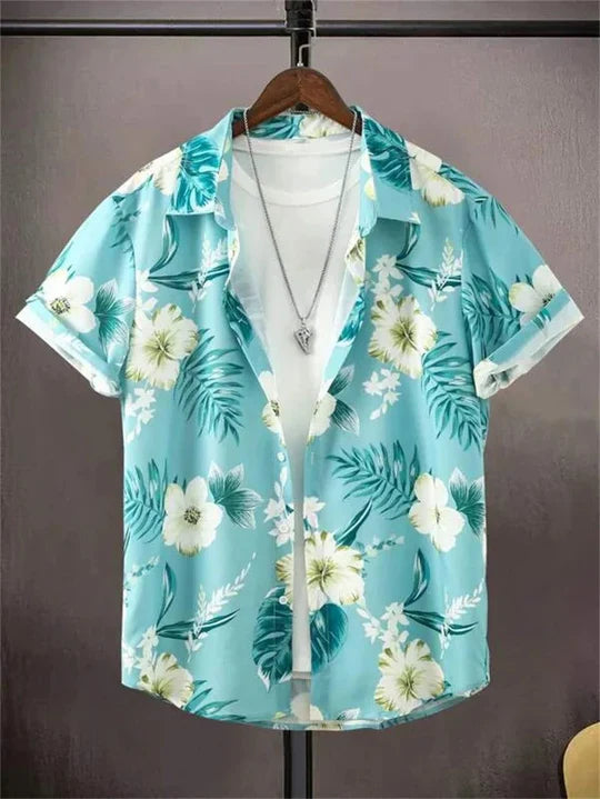 Camicia hawaiana con stampa floreale 3D
