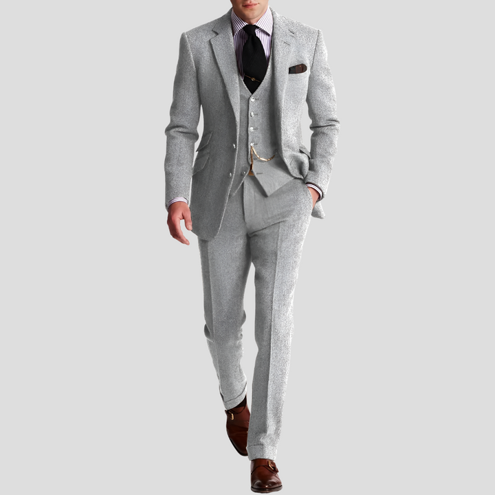 Abito da uomo in tweed classico ed elegante, 3 pezzi