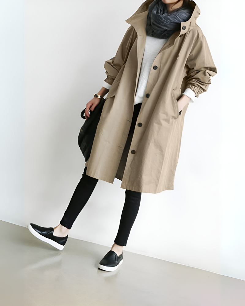Trench classico con cappuccio