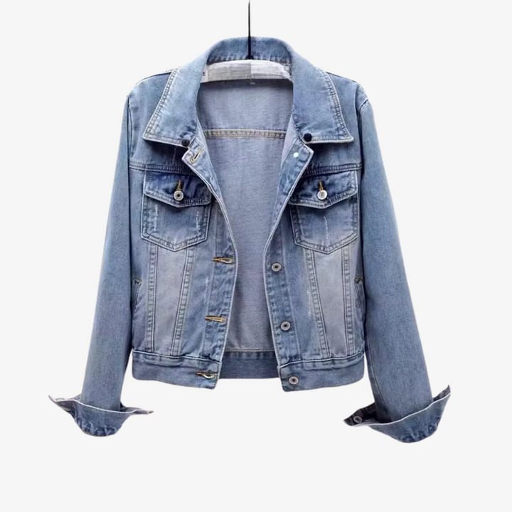 Kira - Giacca di Jeans Cropped con Cappuccio Rimovibile