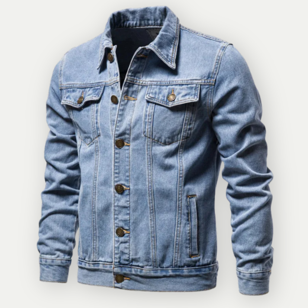 Giacca da camionista in denim da uomo, stile classico, da indossare tutti i giorni