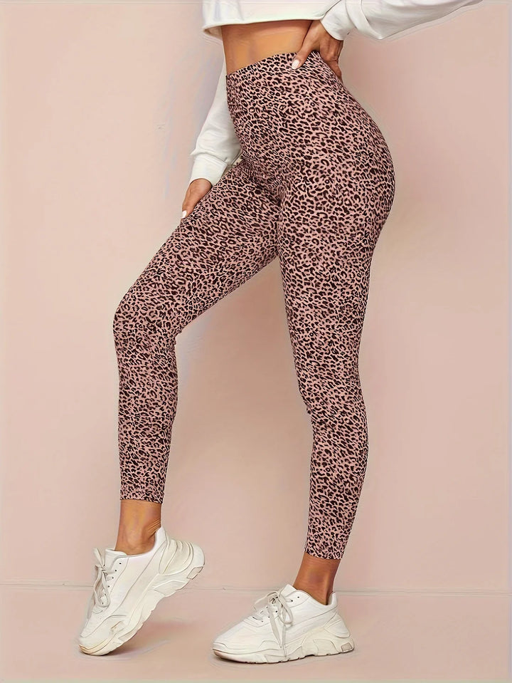 Leggings a vita alta da donna con stampa leopardo