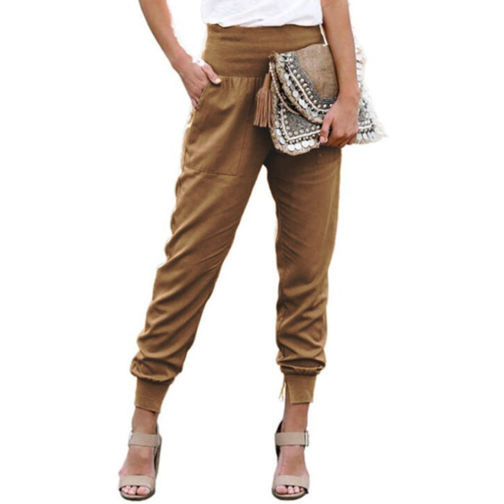 BreezFit - Pantaloni Jogger con Vita Alta e Fascia Elastica