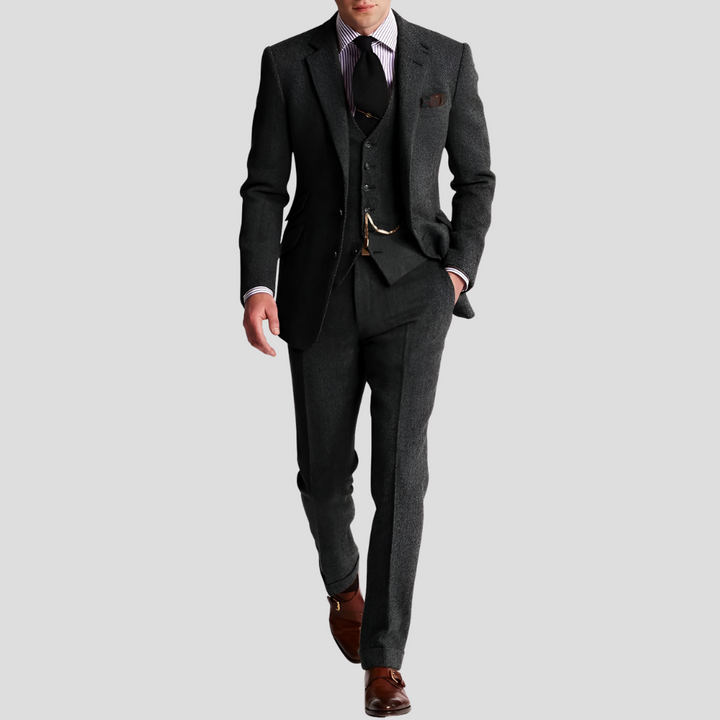 Abito da uomo in tweed classico ed elegante, 3 pezzi