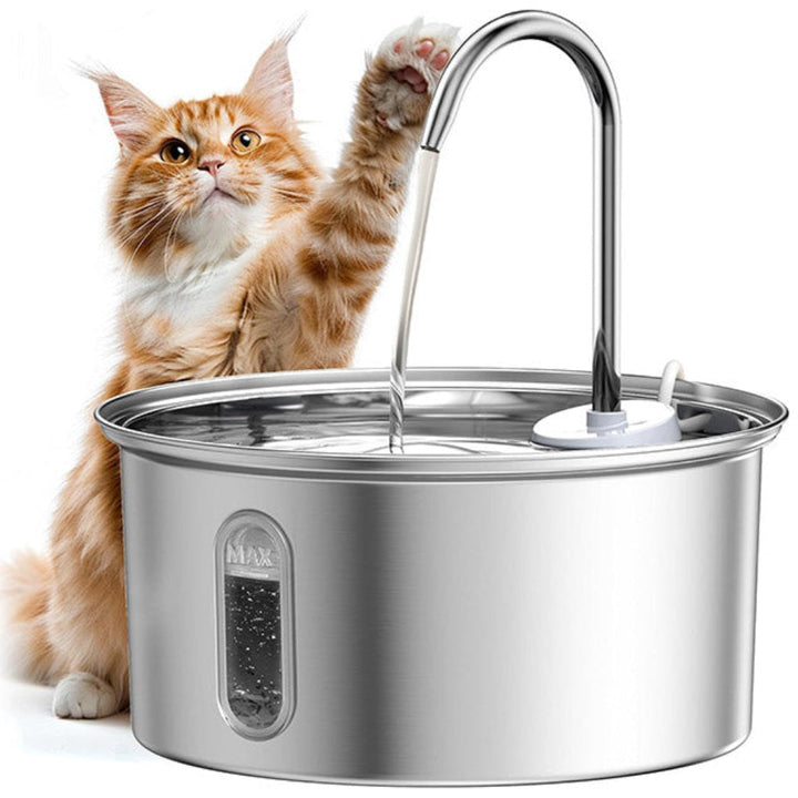 Fontana d’acqua in acciaio inox per gatti e cani di piccola taglia