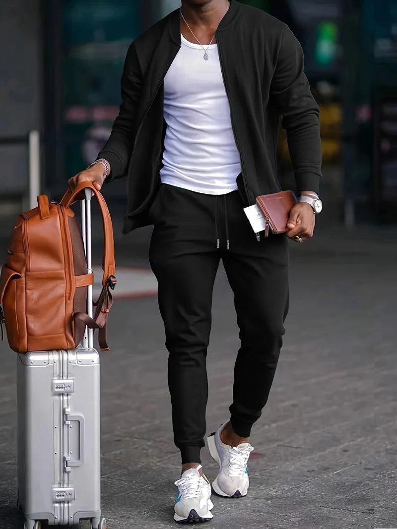 Completo giacca e pantaloni con cerniera da uomo