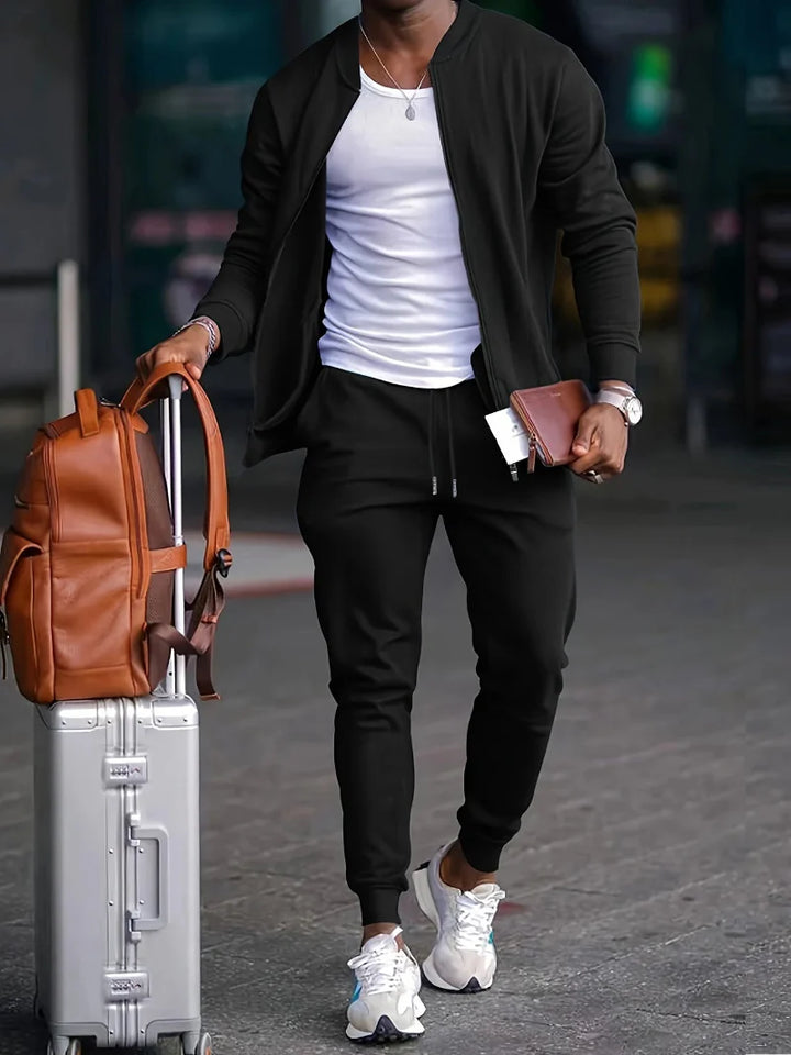 Completo giacca e pantaloni con cerniera da uomo