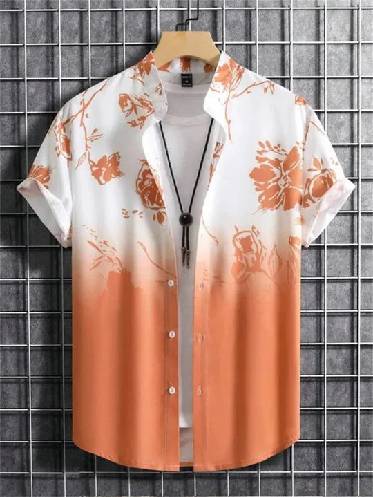 Camicia hawaiana con stampa floreale 3D