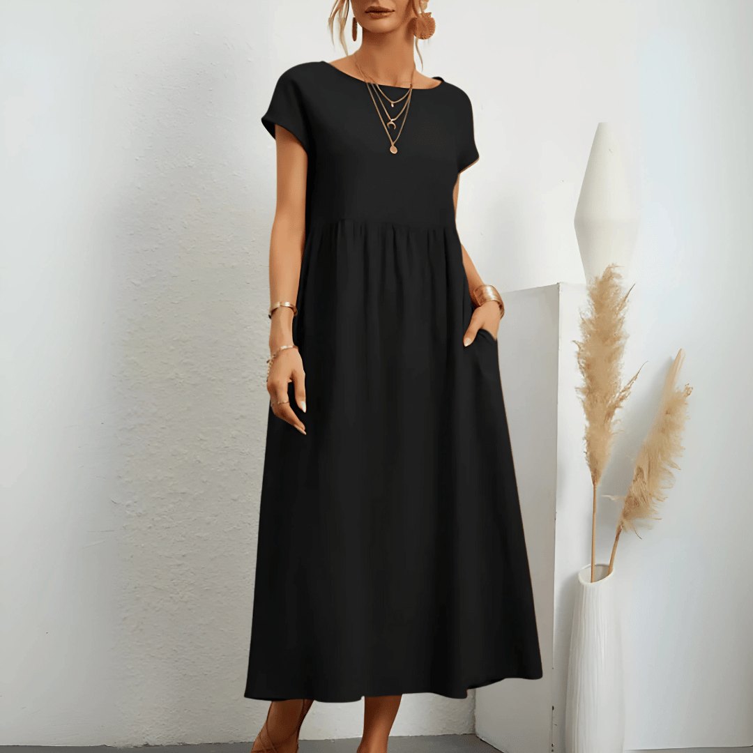 Abito lungo in lino e cotone vintage da donna