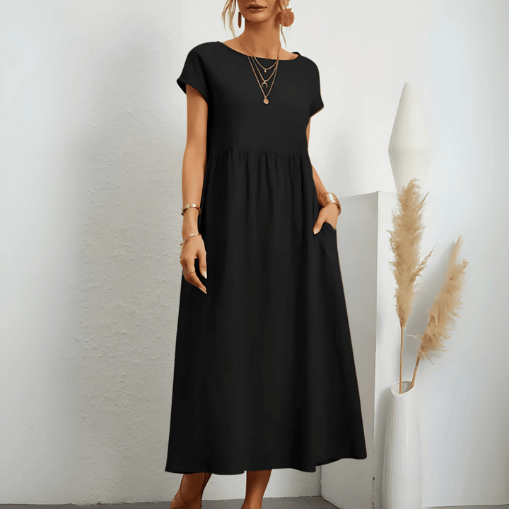 Abito lungo in lino e cotone vintage da donna