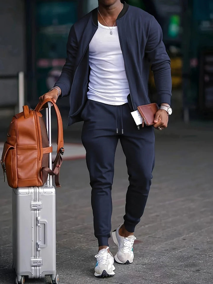Completo giacca e pantaloni con cerniera da uomo