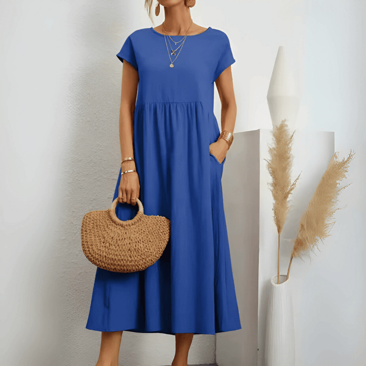 Abito lungo in lino e cotone vintage da donna
