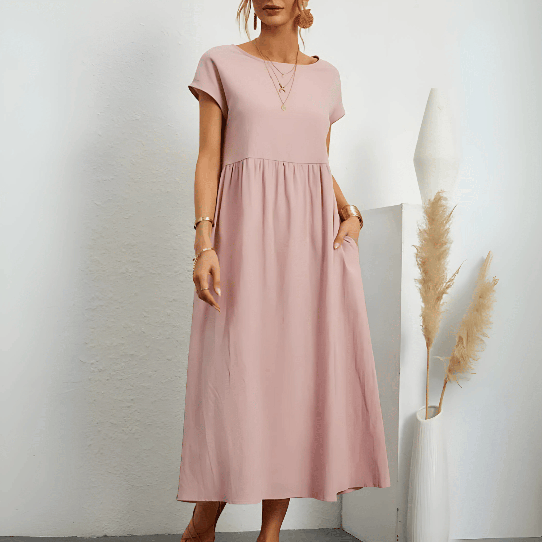 Abito lungo in lino e cotone vintage da donna