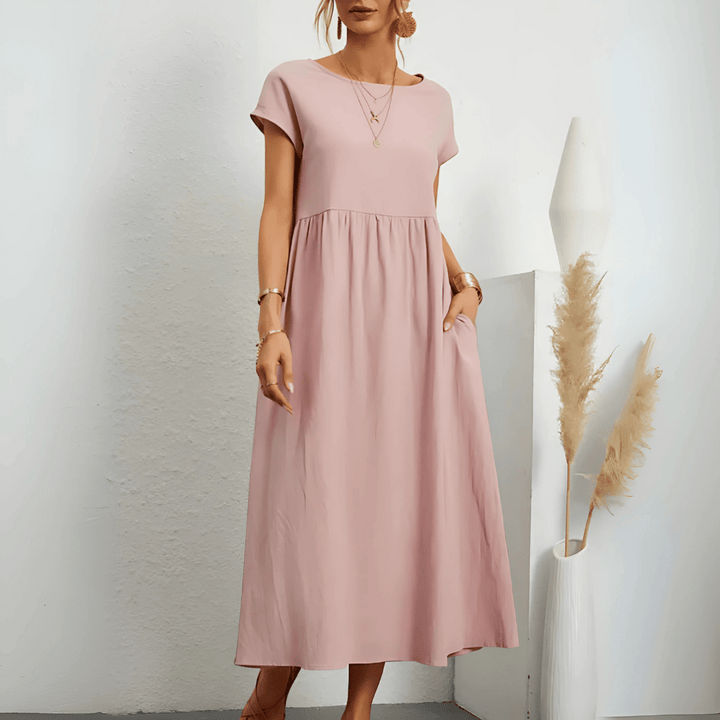 Abito lungo in lino e cotone vintage da donna