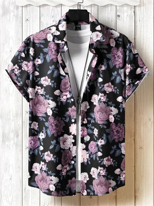 Camicia hawaiana con stampa floreale 3D