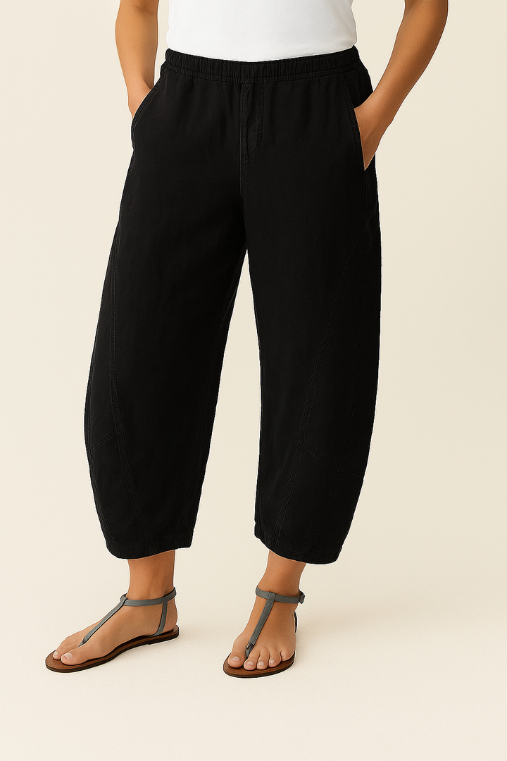 Pantaloni da donna in cotone casual a tinta unita