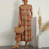Abito midi casual da donna in misto cotone e lino