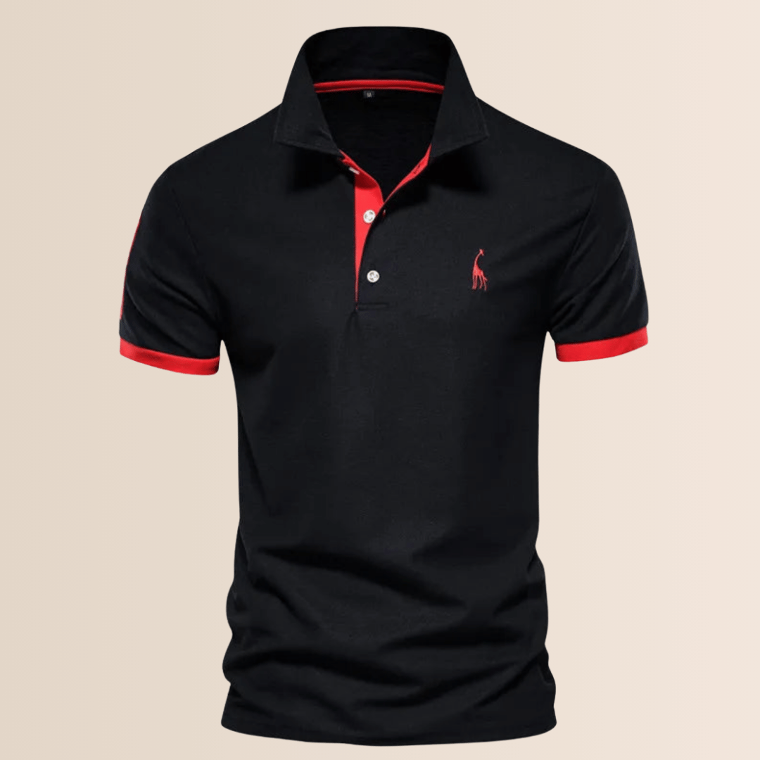 Polo da uomo in cotone con colletto alto