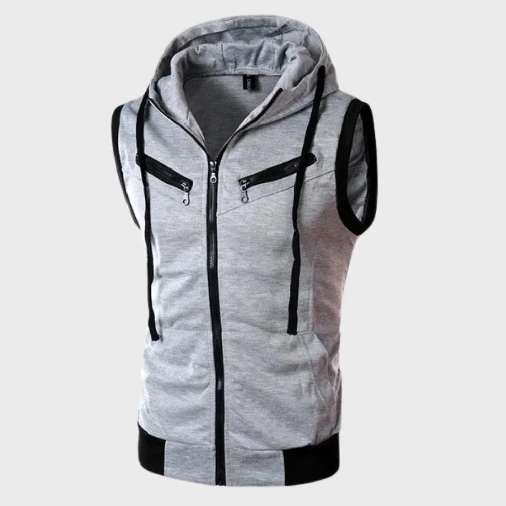 Gilet senza maniche con cappuccio per uomo