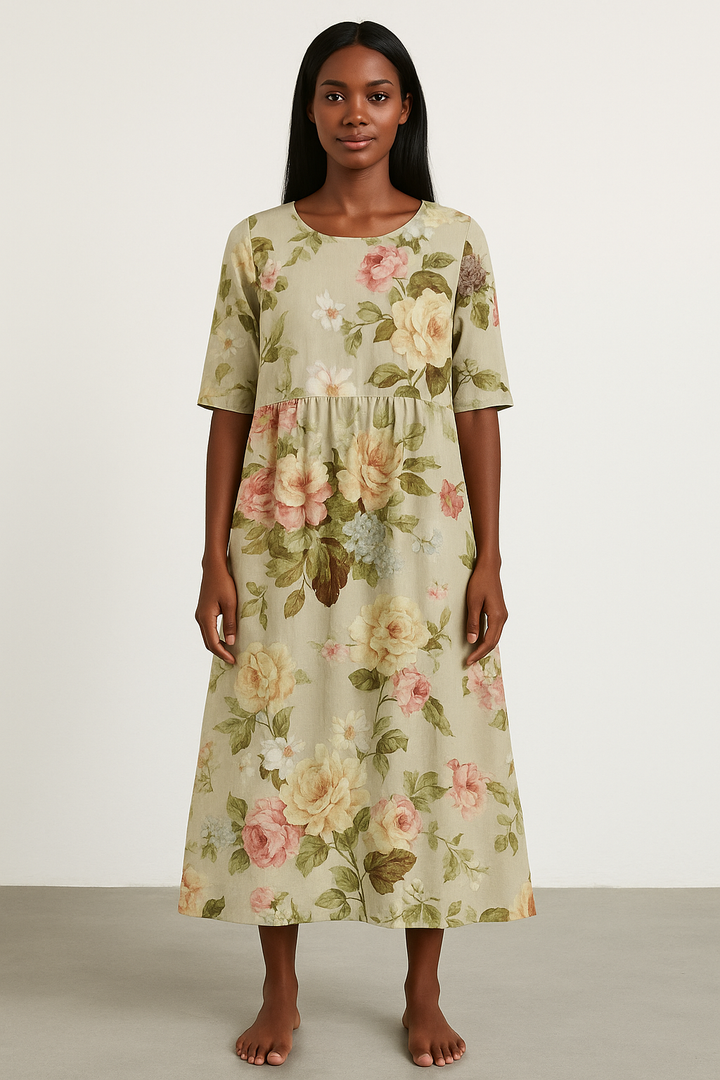 Vestito midi da donna color kaki