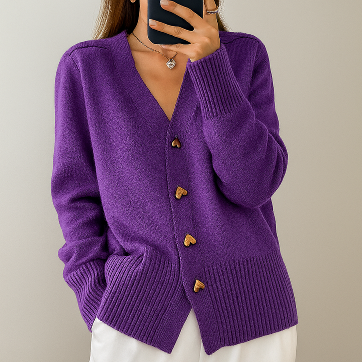 Cardigan lavorato a maglia con scollo a V accogliente