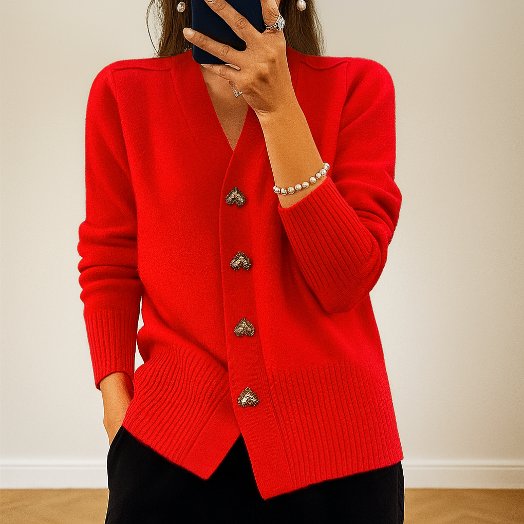Cardigan lavorato a maglia con scollo a V accogliente