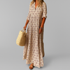 Abito lungo in cotone leggero con stampa vintage da donna