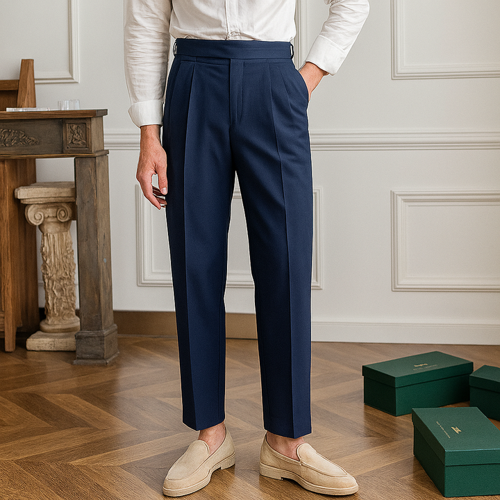 Pantaloni formali slim fit a vita alta da uomo