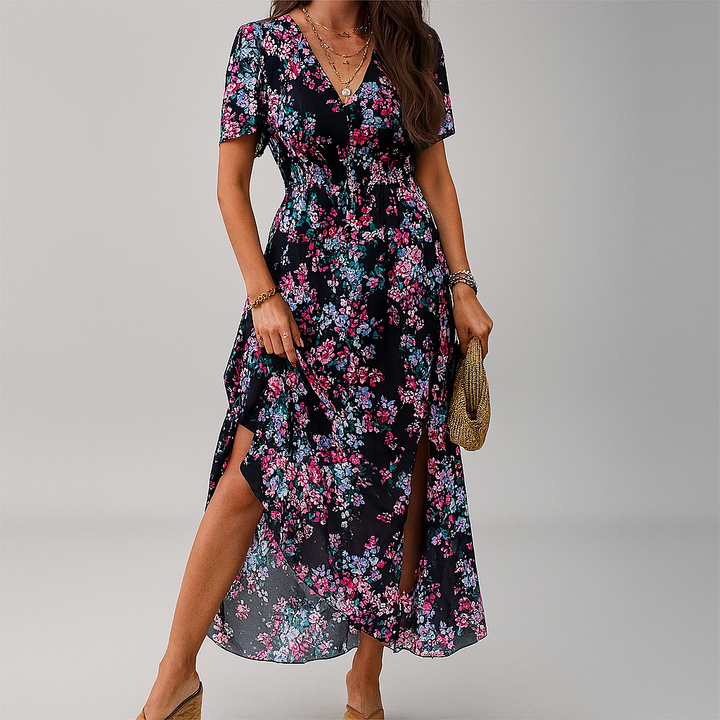 Abito midi con stampa floreale
