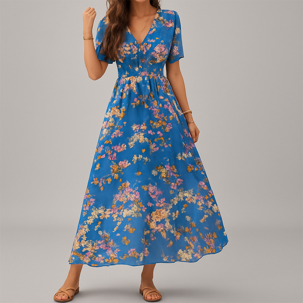 Abito midi con stampa floreale