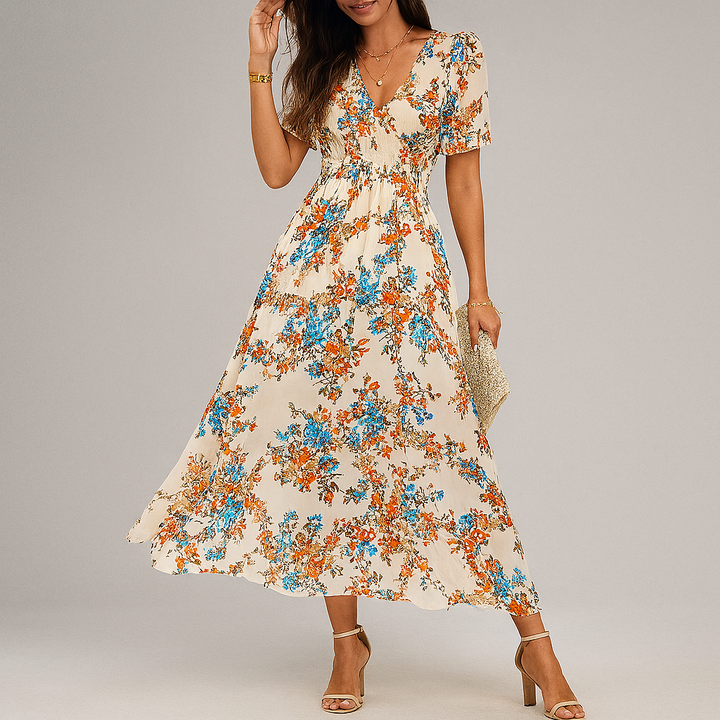 Abito midi con stampa floreale