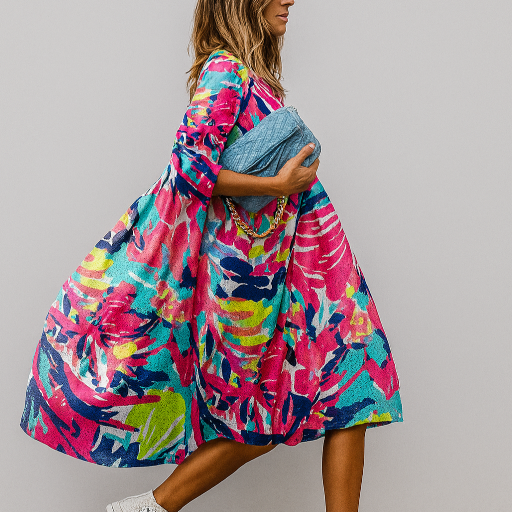 Abito midi con stampa floreale oversize