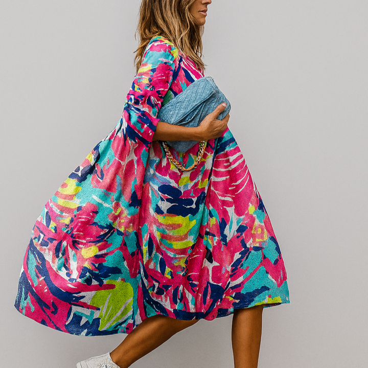 Abito midi con stampa floreale oversize