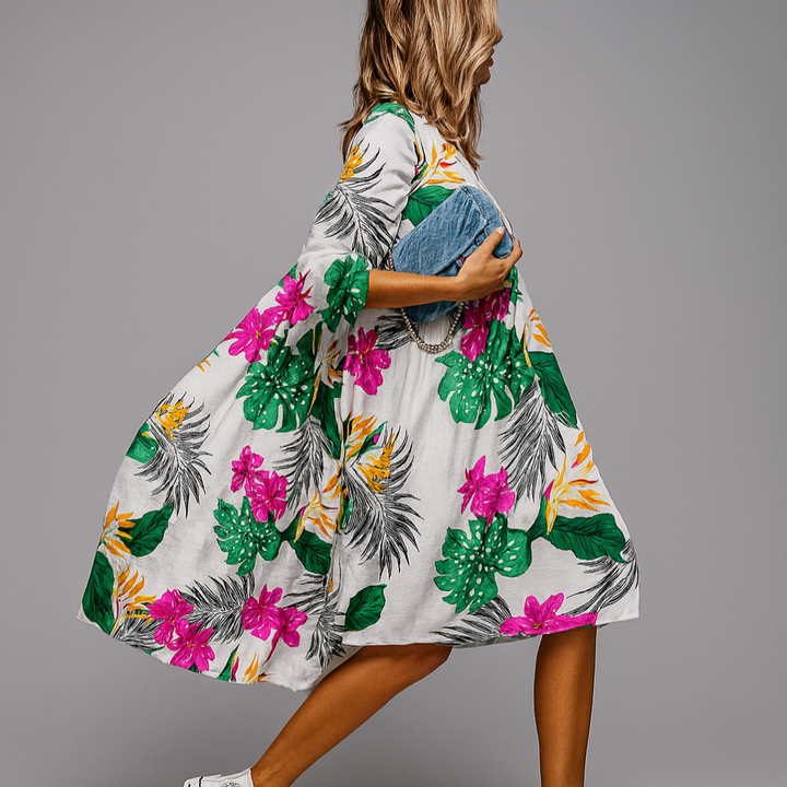 Abito midi con stampa floreale oversize