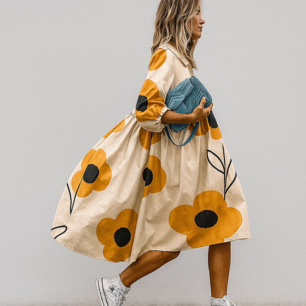 Abito midi con stampa floreale oversize
