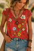 Maglietta donna con scollo a V floreale