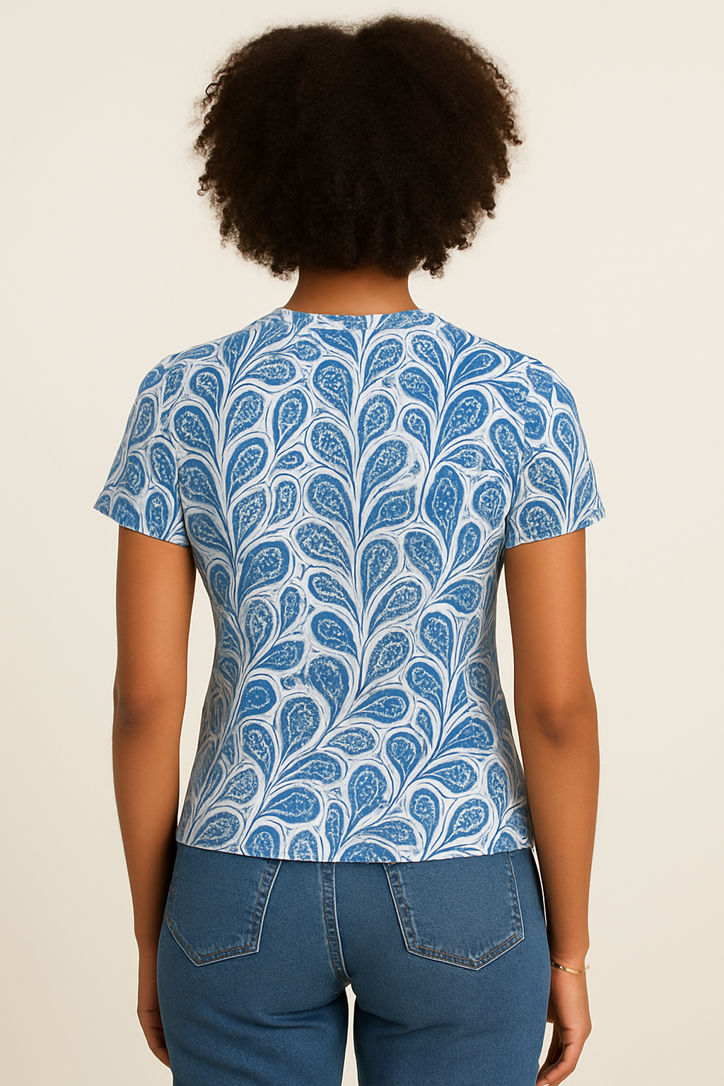 Maglietta da donna con stampa blu