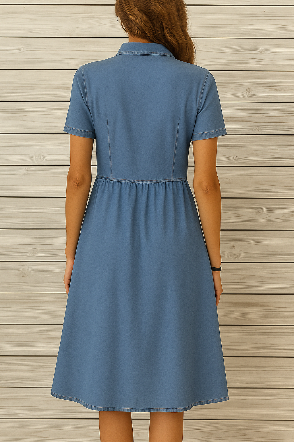 Camicia da donna in denim, abito button-down
