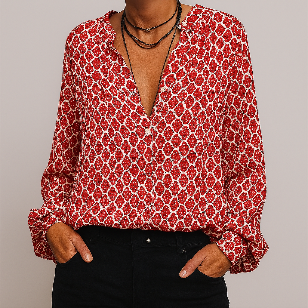 Camicetta elegante stampata con scollo a V