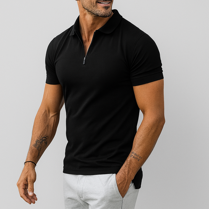 Polo slim fit da uomo con mezza zip