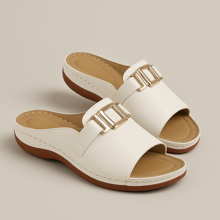 Pantofole estive con zeppa da donna
