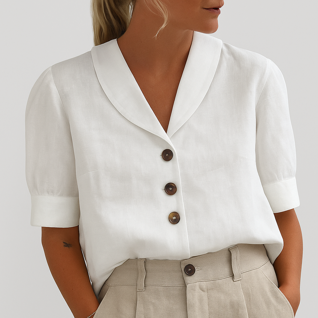 T-shirt da donna alla moda in cotone e lino
