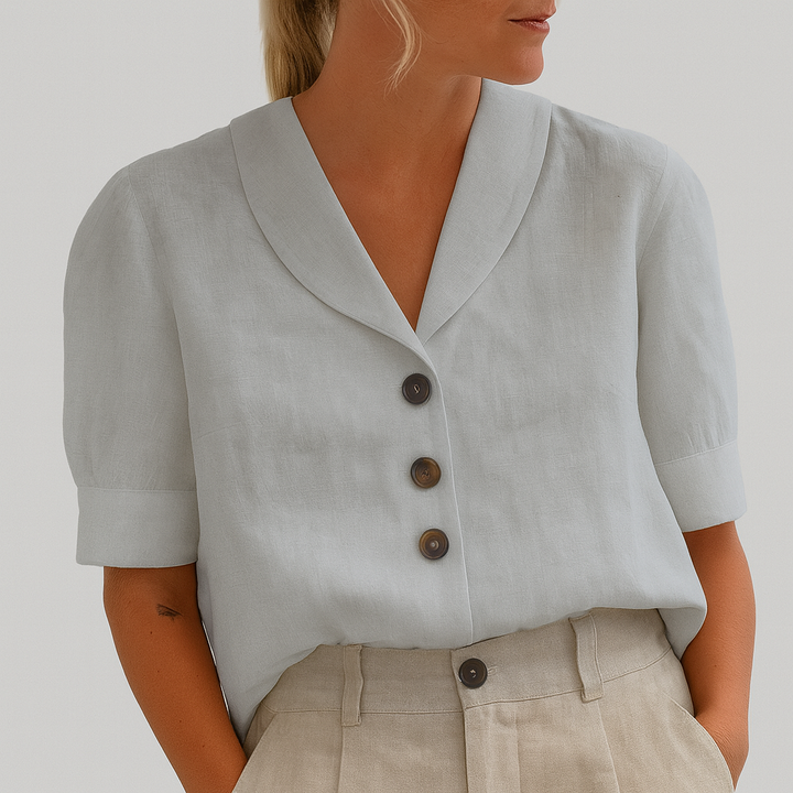 T-shirt da donna alla moda in cotone e lino
