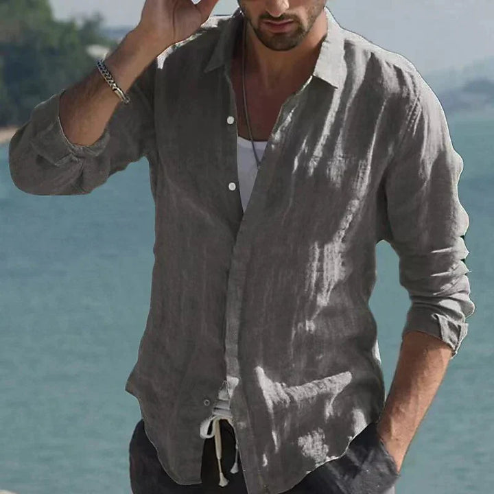 Camicia vintage in lino tinta unita