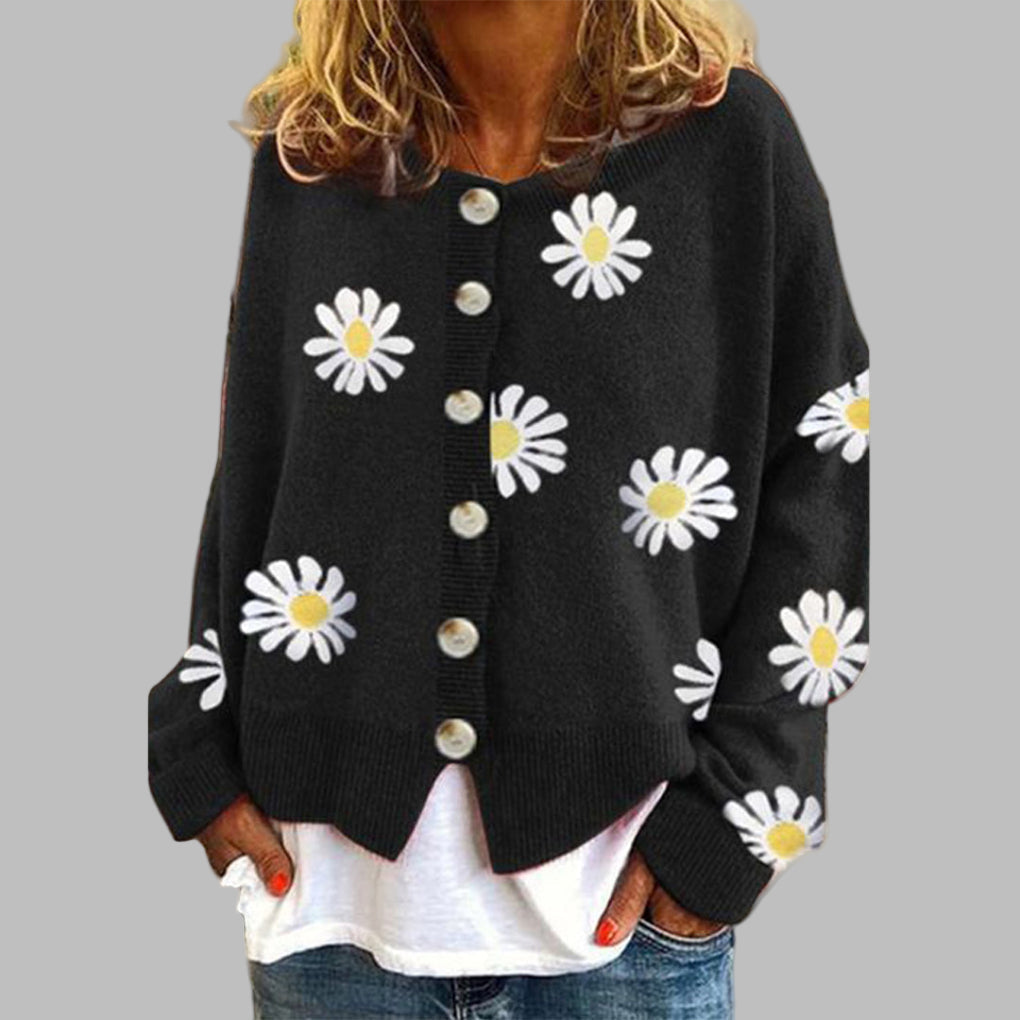 Maglione lavorato a maglia floreale per donna