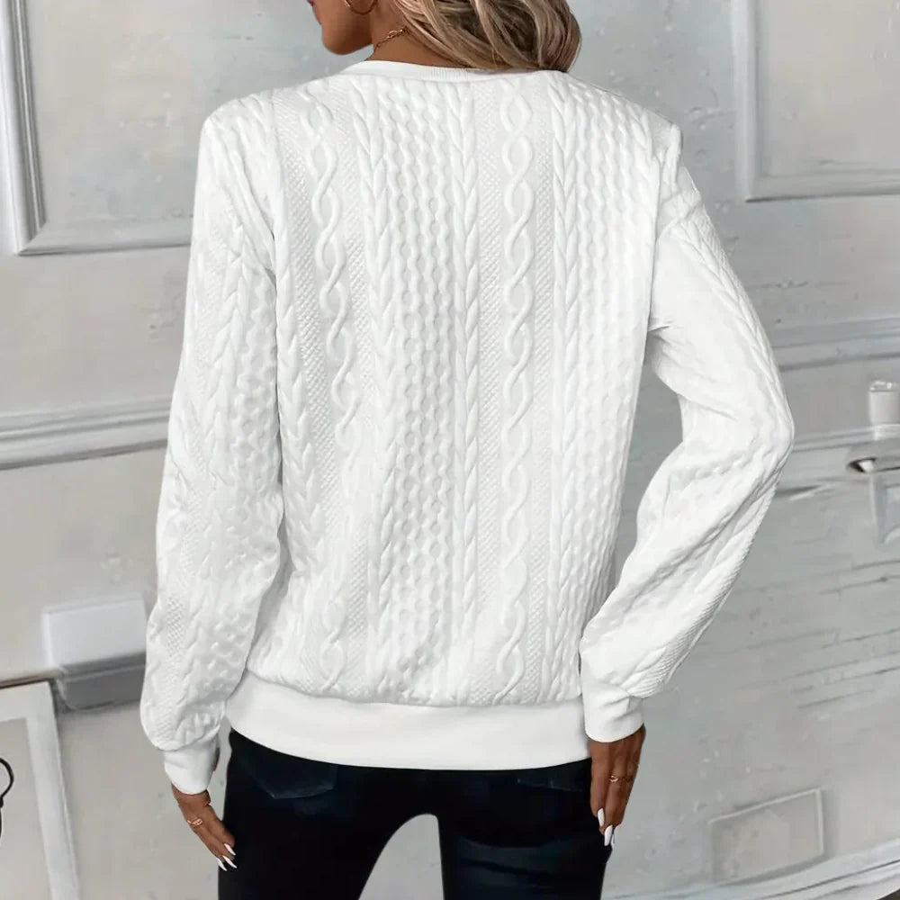 Leila - Maglione Casual a V con Dettaglio Zip
